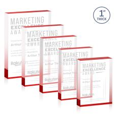 Sylvester Red (Vert) Rectangle Acrylic Trophy - Employee Awards