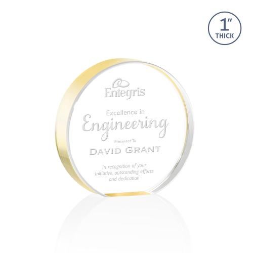 Awards and Plaques - Acrylic Trophies - Smart Gold Circle Acrylic Trophy