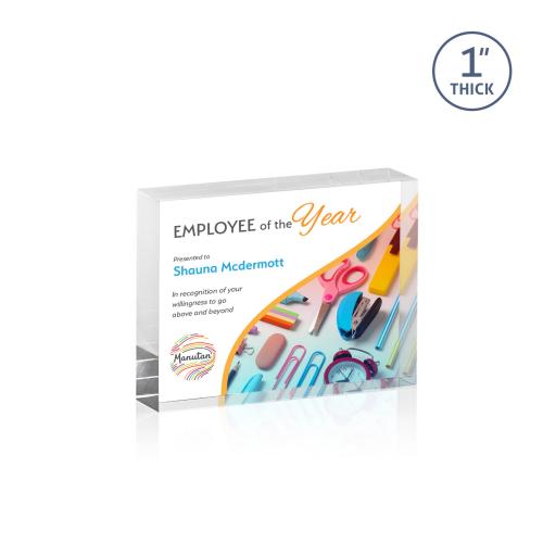 Awards and Plaques - Employee Awards - Sylvester Full Color Clear (Horiz) Rectangle Acrylic Trophy