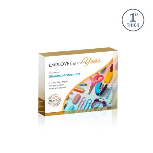 Awards and Plaques - Employee Awards - Sylvester Full Color Gold (Horiz) Rectangle Acrylic Trophy