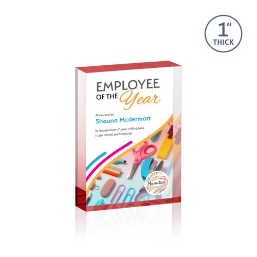 Awards and Plaques - Employee Awards - Sylvester Full Color Red (Vert) Rectangle Acrylic Trophy