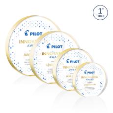 Smart Full Color Gold Circle Acrylic Trophy - Employee Awards