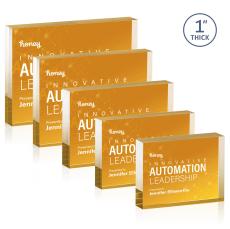 Sylvester Full Color Dillon Sided Gold (Horiz) Rectangle Acrylic Trophy - Employee Awards