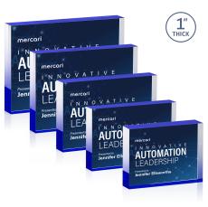 Sylvester Full Color Dillon Sided Blue (Horiz) Rectangle Acrylic Trophy - Employee Awards