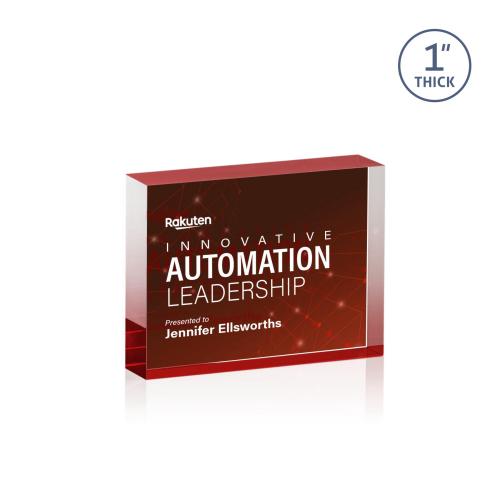 Awards and Plaques - Employee Awards - Sylvester Full Color Dillon Sided Red (Horiz) Rectangle Acrylic Trophy