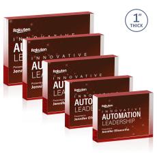 Sylvester Full Color Dillon Sided Red (Horiz) Rectangle Acrylic Trophy - Employee Awards