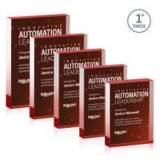 Sylvester Full Color Dillon Sided Red (Vert) Rectangle Acrylic Trophy - Employee Awards