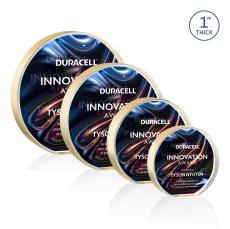 Smart Full Color Dillon Sided Gold Circle Acrylic Trophy - Employee Awards