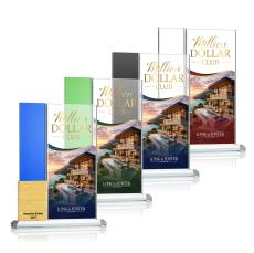 Valle Perpetual Full Color Gold Rectangle Crystal Trophy - Employee Awards