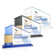 Castlewood Perpetual Full Color Gold Crystal Trophy - Employee Awards