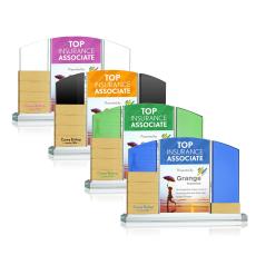 Guillen Perpetual Full Color Gold Peaks Crystal Trophy - Employee Awards