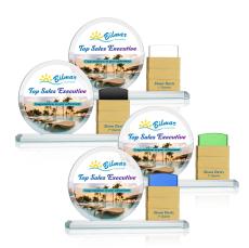 Salazar Perpetual Full Color Gold Circle Crystal Trophy - Employee Awards