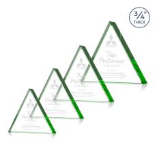 Arriaga Triangle Green Crystal Trophy - Employee Awards