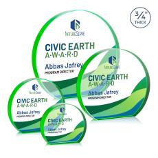 Maren Hemisphere Full Color Green Circle Crystal Trophy - Employee Awards