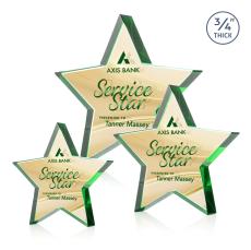 Esna Star Full Color Dillon Sided Green Crystal Trophy - Glass Plaques