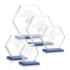 Santos Blue Polygon Crystal Trophy - Crystal Trophies