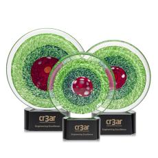 On Target Circle on Black Base Glass Trophy - Glass Trophies