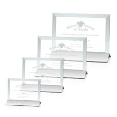Boswell Jade/Silver (Horizontal) Rectangle Glass Trophy - Glass Trophies