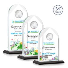 Cortez Full Color Black Globe Crystal Trophy - Custom Trophies