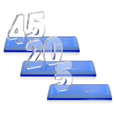 Hutchison Anniversary Sky Blue Crystal Trophy - Crystal Trophies