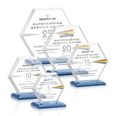 Santos Full Color Sky Blue Polygon Crystal Trophy - Custom Trophies