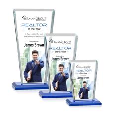 Frank Full Color Blue Rectangle Crystal Trophy - Custom Trophies