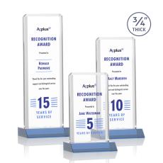 Stubbs Full Color Sky Blue Rectangle Crystal Trophy - Custom Trophies