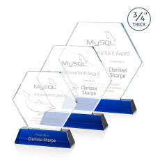 Colvin Blue Polygon Crystal Trophy - Crystal Trophies