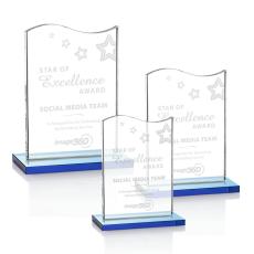 Dobbs Sky Blue Unique Crystal Trophy - Patriotic and Government Awards 
