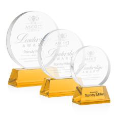 McCarty on Base Amber Circle Crystal Trophy - Crystal Trophies