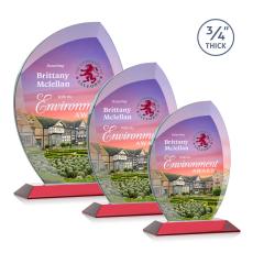 Oakes Full Color Red Flame Crystal Trophy - Crystal Trophies
