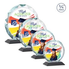 Clarke Full Color Black Circle Crystal Trophy - Crystal Trophies