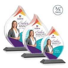 Cavazos Full Color Black Flame Crystal Trophy - Crystal Trophies