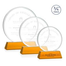 Juarez on Helton Amber Circle Crystal Trophy - Crystal Trophies