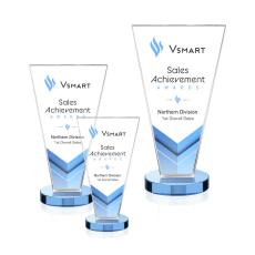 Reeves Full Color Sky Blue Polygon Crystal Trophy - Crystal Trophies