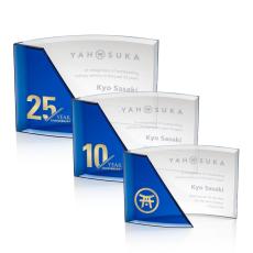 Finley Blue Crescent Crystal Trophy - Crystal Trophies