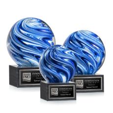Neptune Globe on Square Marble Base Glass Trophy - Glass Trophies