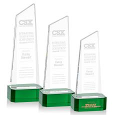 Bishop Tower on Corned Base Green Peaks Crystal Trophy - Crystal Trophies