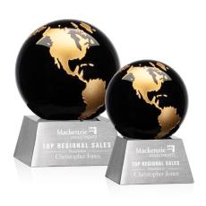 Ryegate Black/Gold Globe Crystal Trophy - Crystal Globe Awards