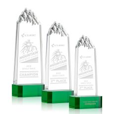 Himalayas Tower on Base Green Peaks Crystal Trophy - Crystal Trophies