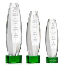Hoover on Half Round Base Green Towers Crystal Trophy - Crystal Trophies