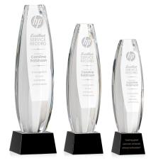 Hoover on Small Base Black Towers Crystal Trophy - Crystal Trophies
