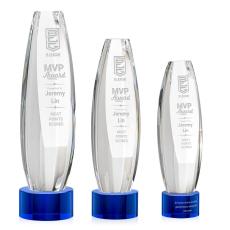Hoover on Round Base Blue Towers Crystal Trophy - Crystal Trophies