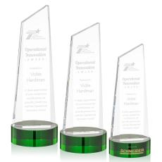 Bishop Tower on Lockwood Base Green Peaks Crystal Trophy - Crystal Trophies