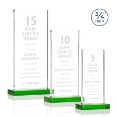 Prieto Green Rectangle Crystal Trophy - Crystal Trophies