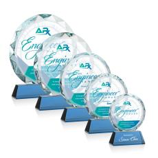 Linares Full Color Sky Blue Circle Crystal Trophy - Custom Trophies
