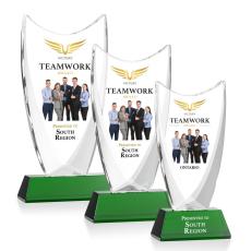 Singleton Full Color Green Peaks Crystal Trophy - Custom Trophies