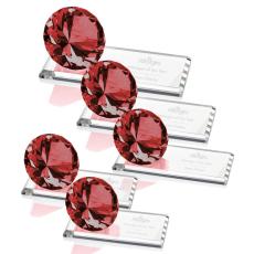 Diamond on Starfire Ruby Crystal Trophy - Diamond Trophies