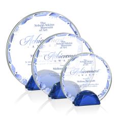 Duffy Full Color Blue Circle Crystal Trophy - Diamond Trophies