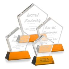 Costa on Base Amber Polygon Crystal Trophy - Crystal Trophies